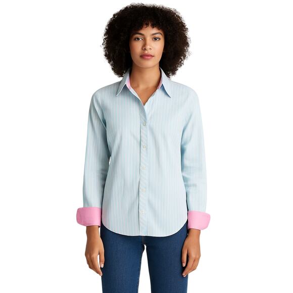 Express Design Studio Women’s Striped Button-Down Shirt, Size Large - Picture 1 of 7